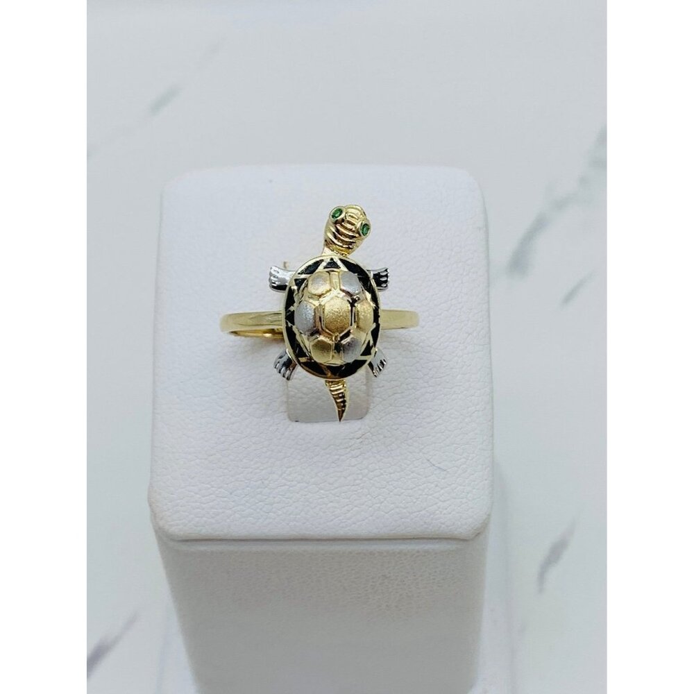 10k Solid Gold Ring Turtle Size 7.5 - image 1